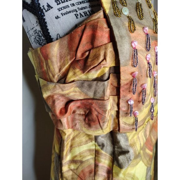 Vintage Minx Modes Sz. 12-13 Spaghetti Strap Evening Dress Beaded Bodice Elegant - Picture 3 of 10